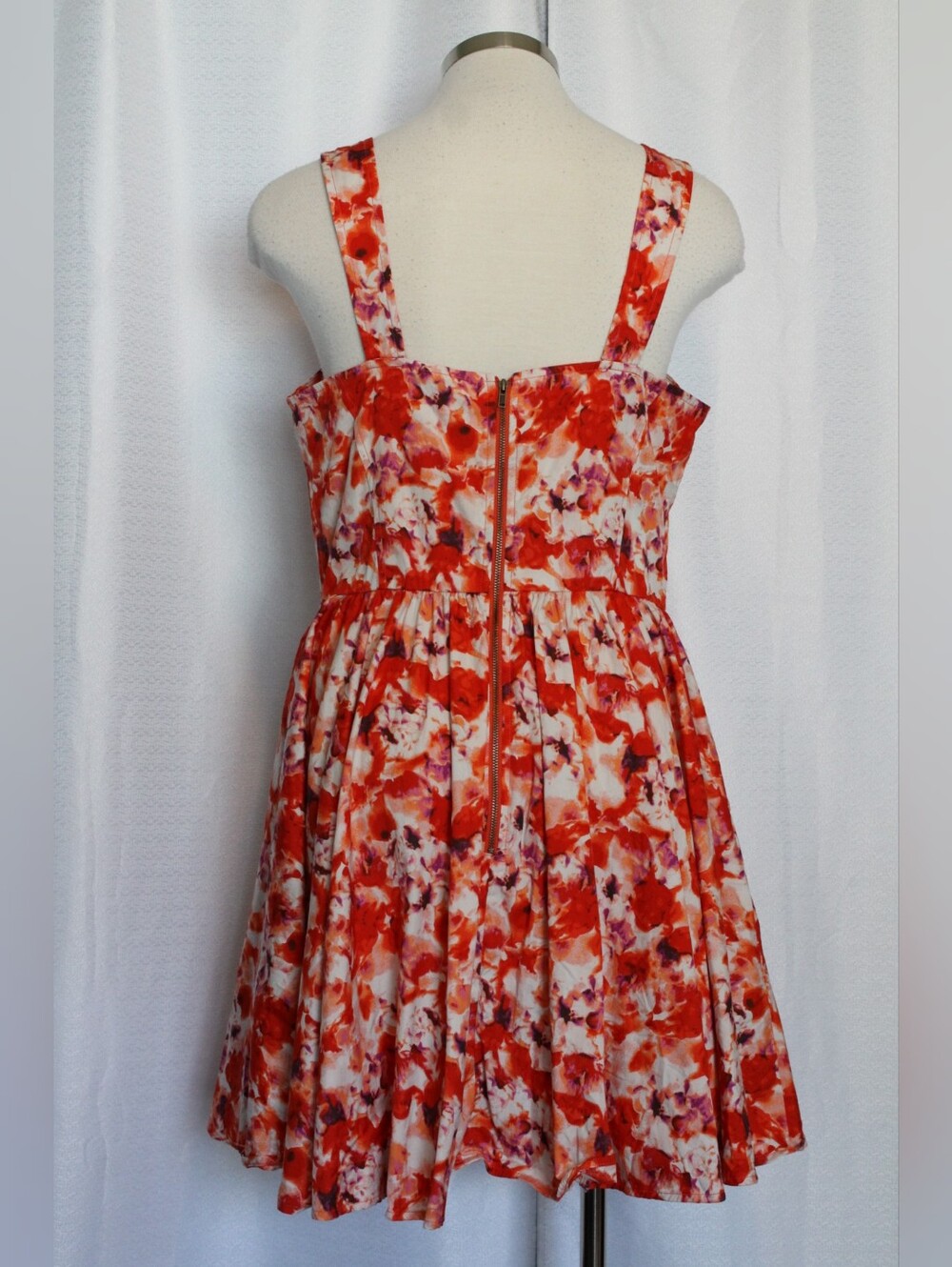 Chelsea28 Floral Fit & Flare Dress Red Coral Pink Purple Size M - Picture 2 of 8